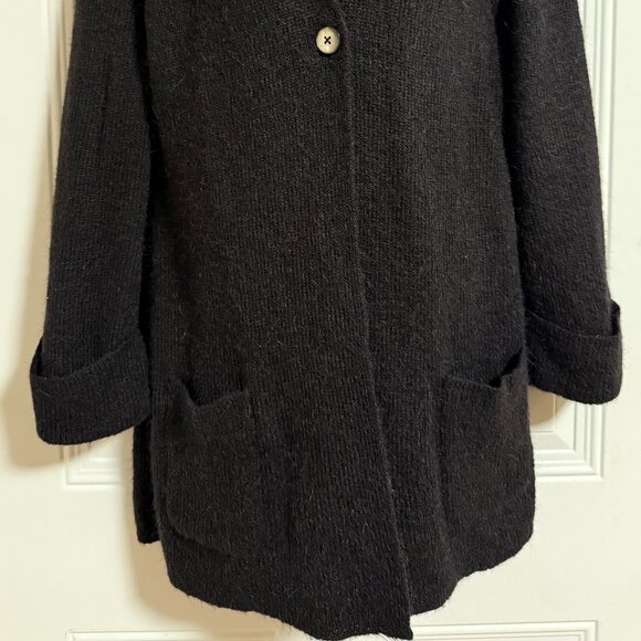 Soft Surroundings Cardigan Black Ruffle Collar SZ Large Sedona Chic - Picture 7 of 9